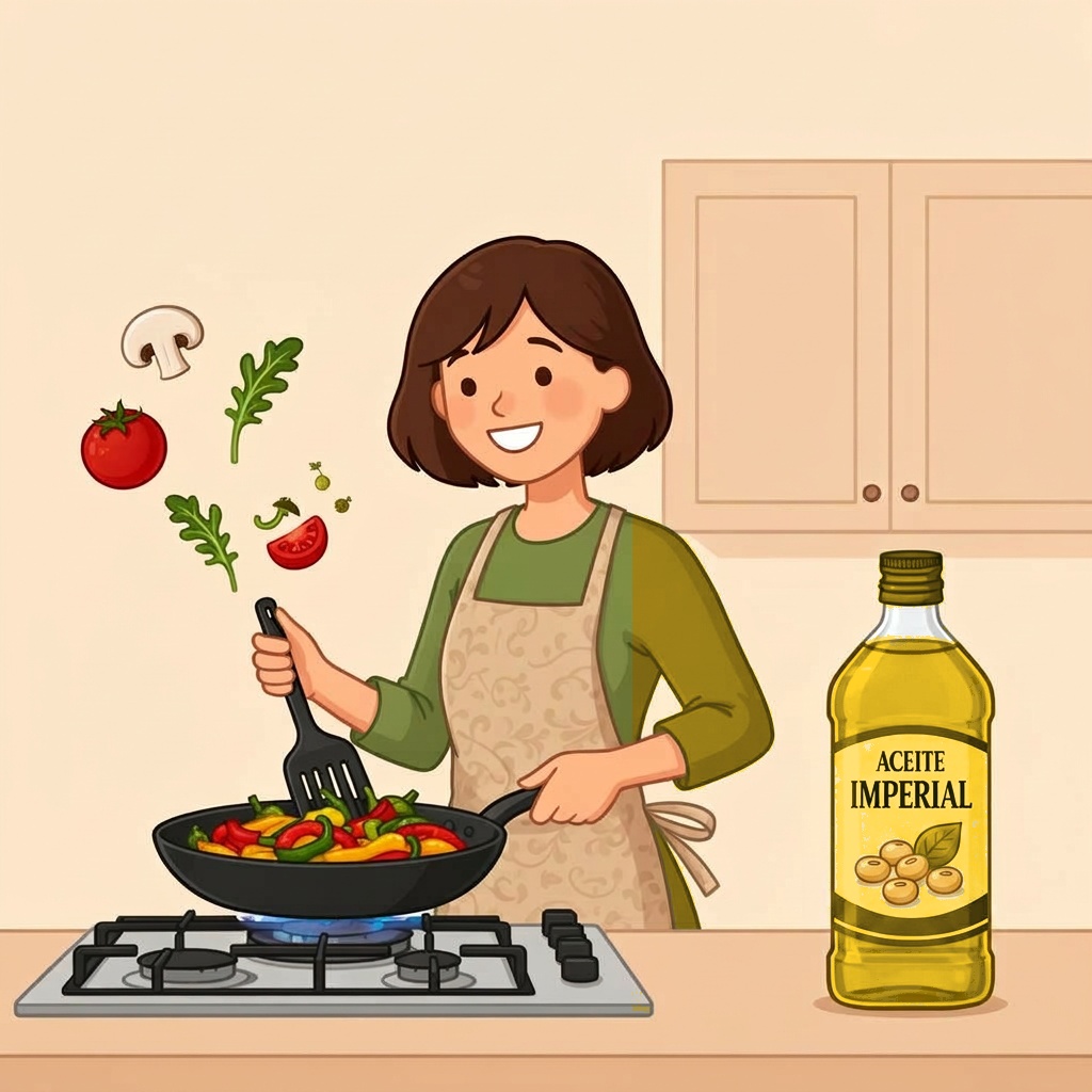 Mujer cocinando con Aceite Imperial